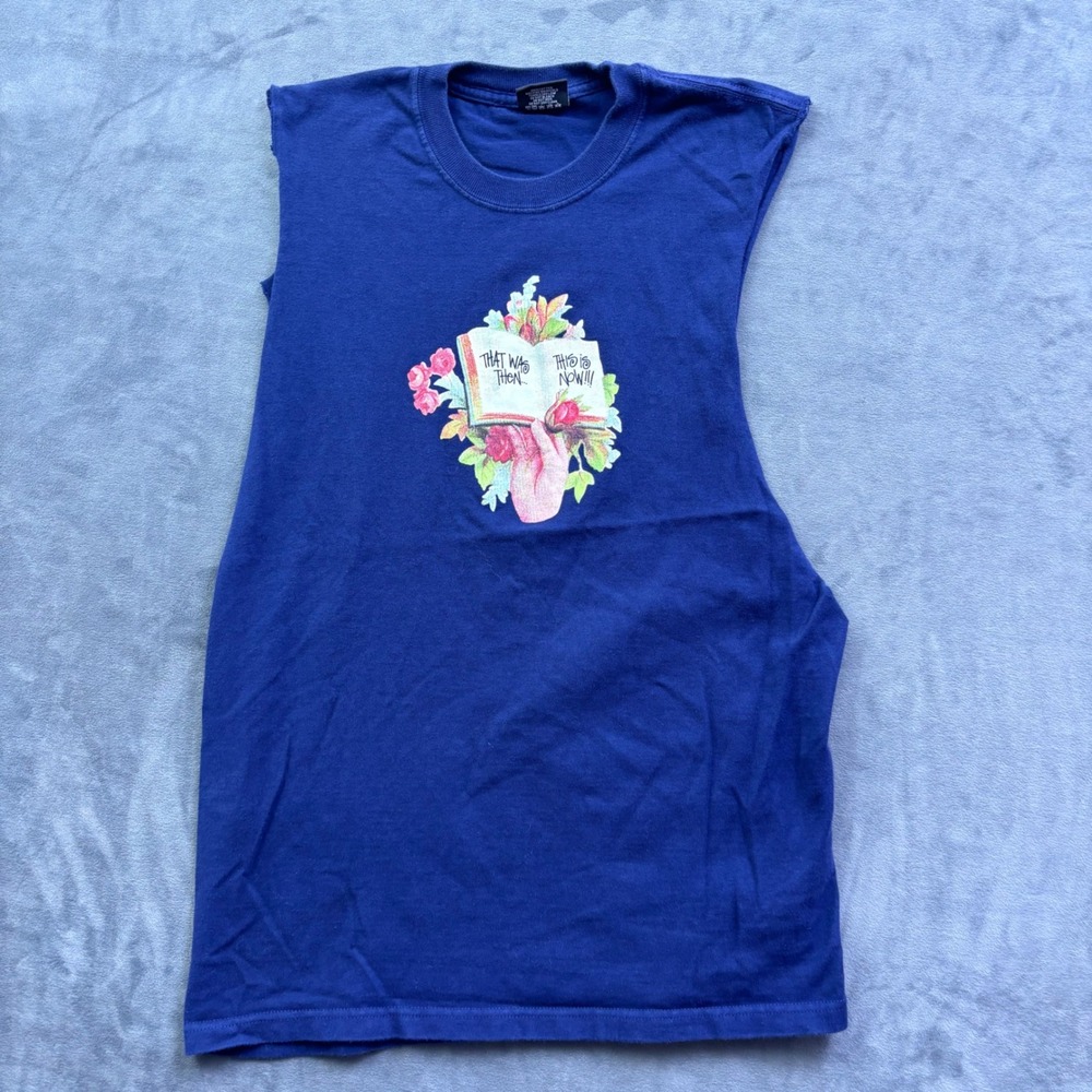 Stussy Yesterday Today Tomorrow Graphic Muscle Tee Navy Blue Small